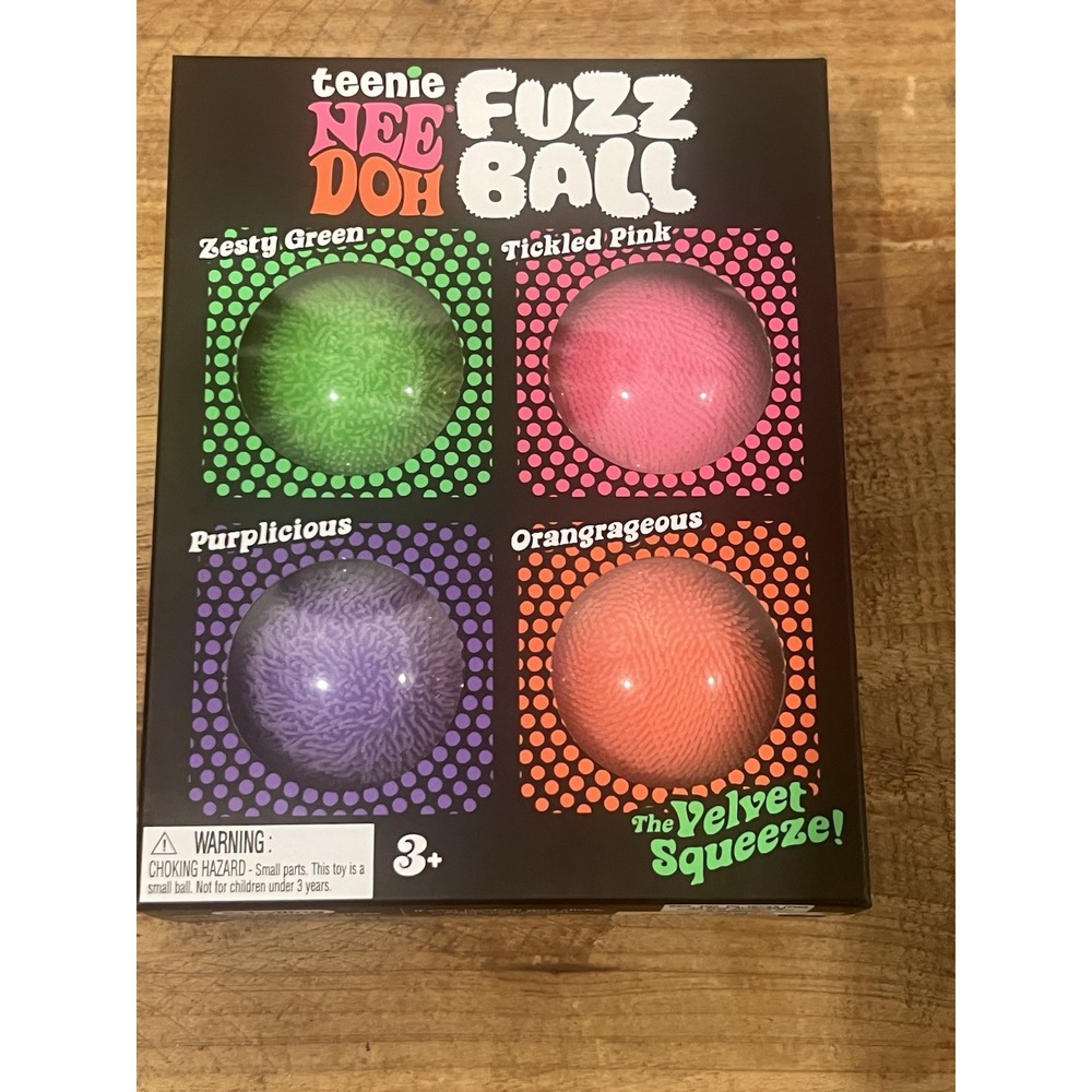 NEW Schylling Teenie NeeDoh Fuzz Ball Gel Squeezable Stress Balls 4-Pack